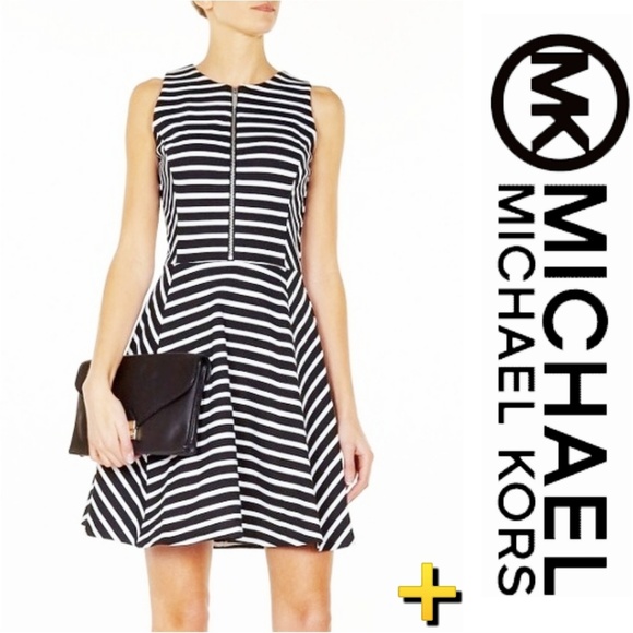 MICHAEL Michael Kors Dresses & Skirts - 🔥MK | ➕ Fit and Flare Striped Zipper Dress EUC